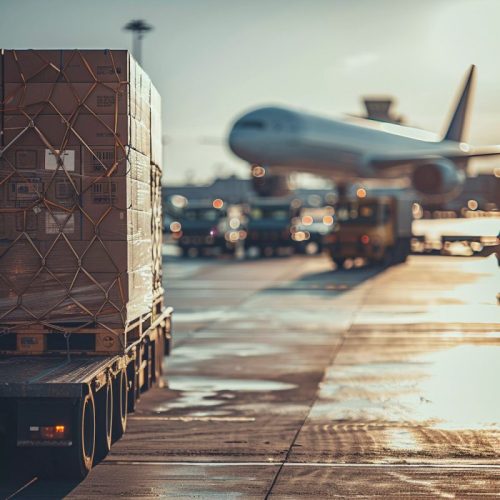 機場內用於空運至美國的貨物托盤
